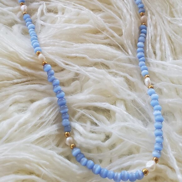 🌴Sky Blue Beautiful Beaded Necklace - Picture 5 of 7